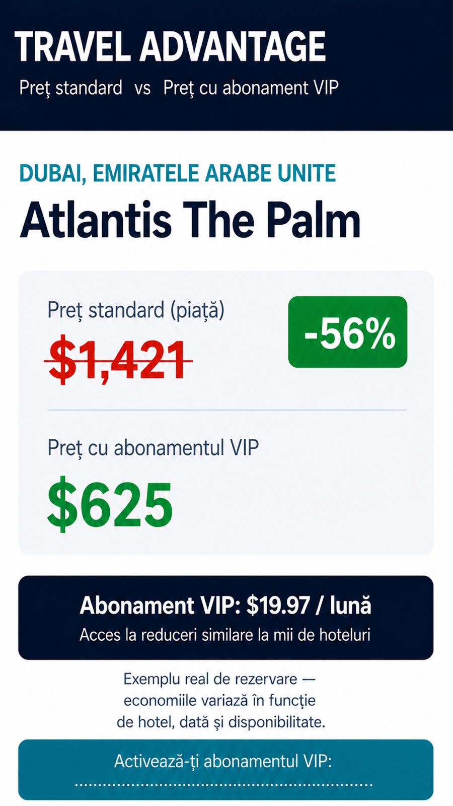 Exemplu VIP Atlantis The Palm, Dubai