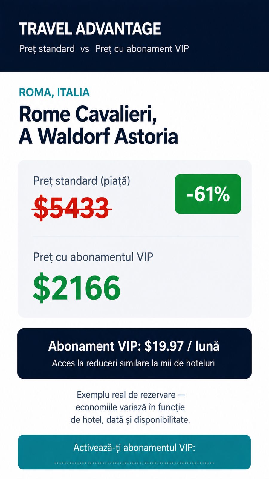 Exemplu VIP Rome Cavalieri, Roma