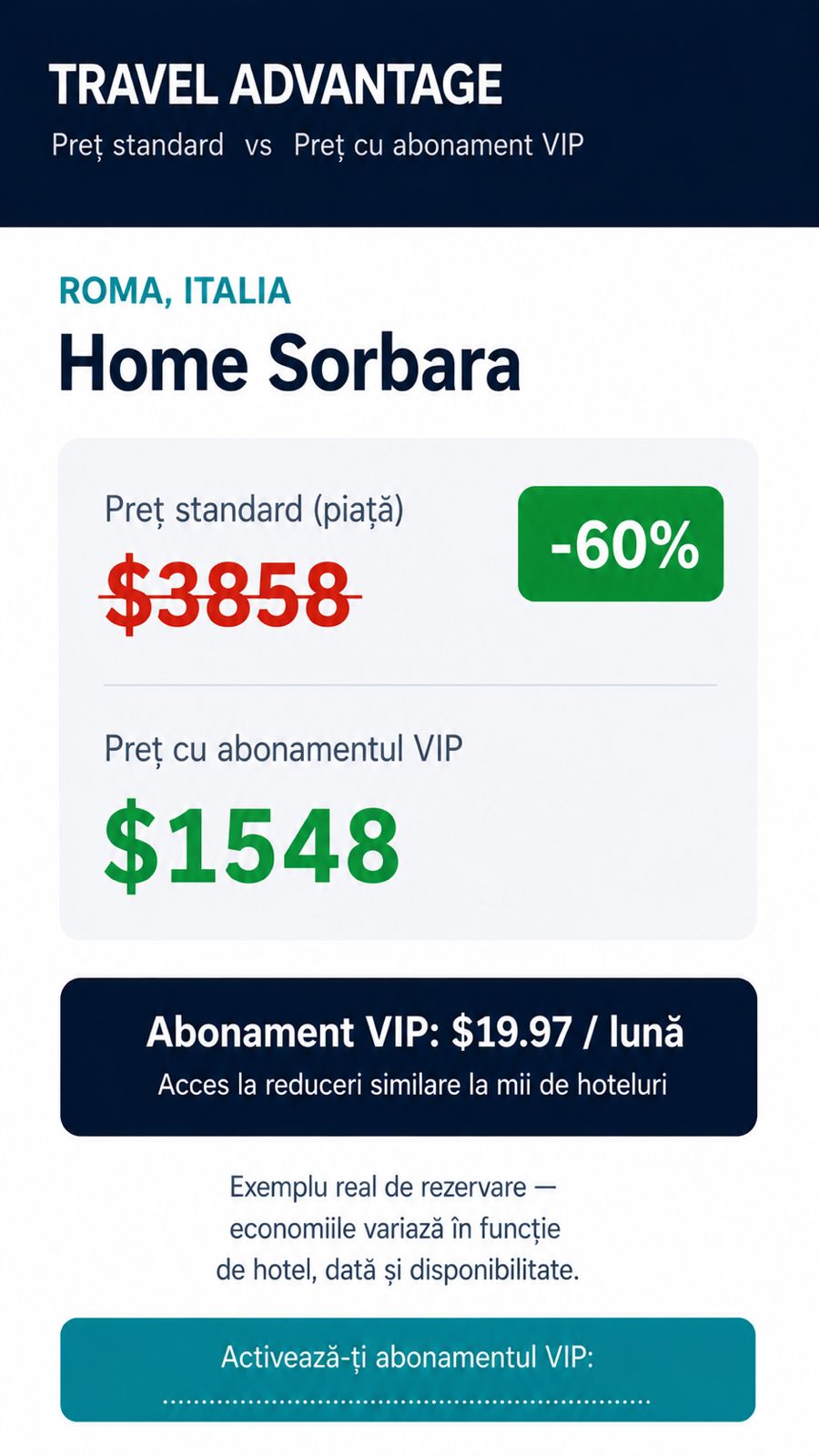 Exemplu VIP Home Sorbara, Roma